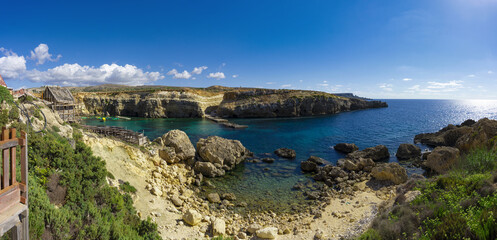 Obraz premium View of the Anchor Bay (Popaye Village -Anchor Bay - Malta)