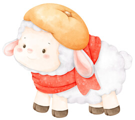 cute sheep in the winter