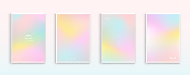 Pastel gradient backgrounds vector set. soft tender yellow, pink, white and blue colours abstract background for app, web design, webpages, banners, greeting cards. Vector design.