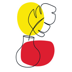 Vibrant Minimalist Floral Art - Abstract Flower in Vase Illustration, Modern Home Decor, Contemporary Line Drawing, Vector Design for Wall Art