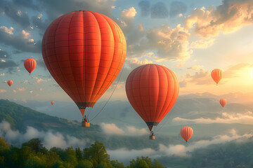 Obraz premium Three Hot Air Balloons Flying in the Sky