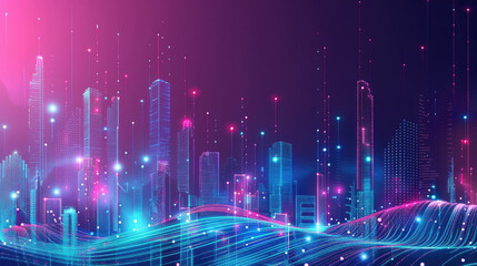 abstract Smart city with big data connect background