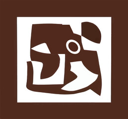 Abstract Geometric Brown Shapes on White - Modern Minimalist Art for Contemporary Home Decor and Office Wall Art Collection