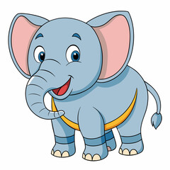 Fototapeta premium Elephant, Africa, jumbo, baby elephant, weevil, beast, pet, vector, illustration, draw, cartoon, pretty, cute 