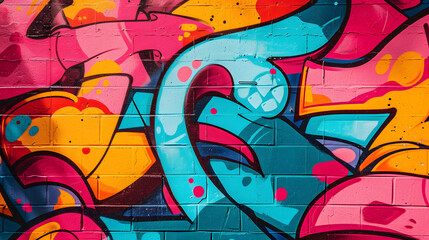 Vibrant graffiti art covering urban alleyway walls background