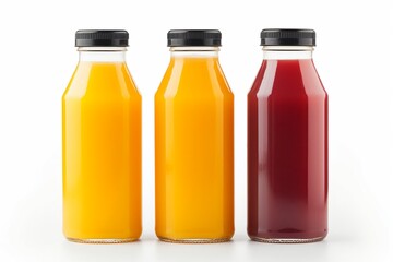 juice bottles on a white background, side view