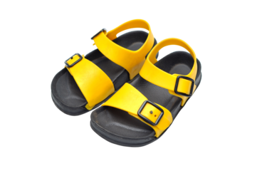 Rubber kid sandals yellow color tranaparent background