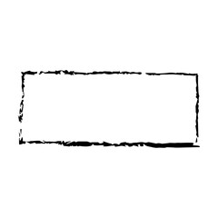 Frame rectangle elongated texture element, outline border grunge shape icon, decorative doodle for design in vector illustration