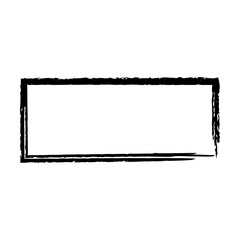 Frame rectangle elongated texture element, outline border grunge shape icon, decorative doodle for design in vector illustration
