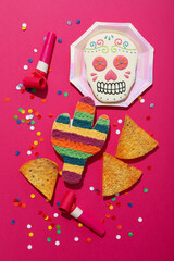 Cinco de Mayo celebration concept, nachos with decorations