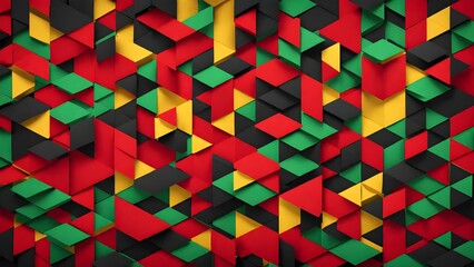 Abstract Geometric Black Red Yellow Green Color Paper Banner Background Black History Month