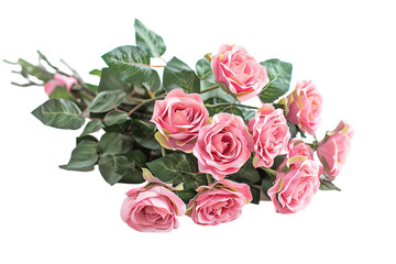 A bouquet of beautiful pink roses in full bloom