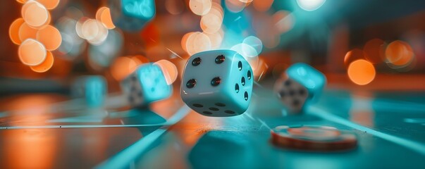 Flying dice capturing the excitement of craps . Concept Casino, Dice, Gambling, Excitement, Craps