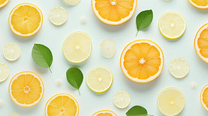 Tranches d'agrumes sur fond blanc. Agrume. Orange, citron jaune, citron vert, mandarine, pamplemousse. Fruits, acide. Pour conception et création graphique.