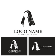 Hijab women muslim logo vector template