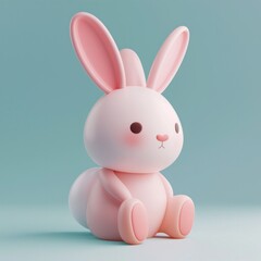 3D model icon of a bunny in a modern, stylized form, AI Generative
