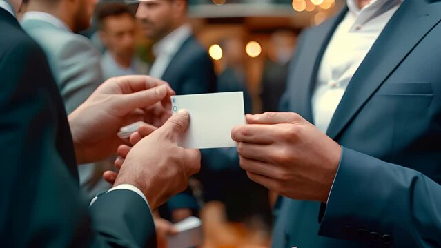 Networking Power: Business Professionals Sharing Business Cards