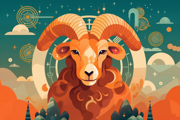 Aries zodiac sign. Astrological horoscope.