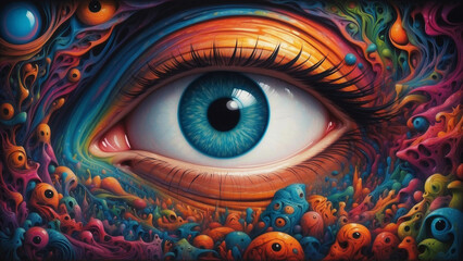 Psychedelic eye, psychedelic art, LSD and DMT 