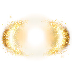 Light effect with lots of shiny shimmering particles isolated on transparent background