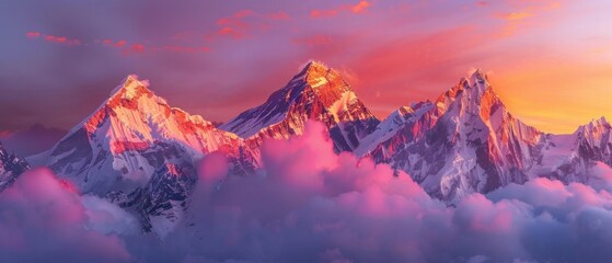Mountain majesty Sunrise over the Himalayas, AI Generative - obrazy, fototapety, plakaty