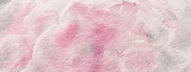 Abstract art background light pink, gray and white colors. Watercolor painting on canvas with soft...