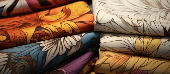 This image shows a close-up view of a collection of high-quality cotton fabrics neatly stacked together. The fabrics appear soft and smooth, ideal for various sewing and textile projects.