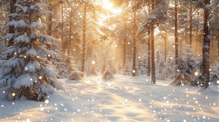 winter forest under a gentle snowfall, fir trees and snowdrifts bathed in soft light, creating a fairytale-like atmosphere, AI Generative