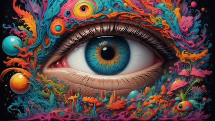 Eye, psychedelic art, LSD and DMT	 - Powered by Adobe