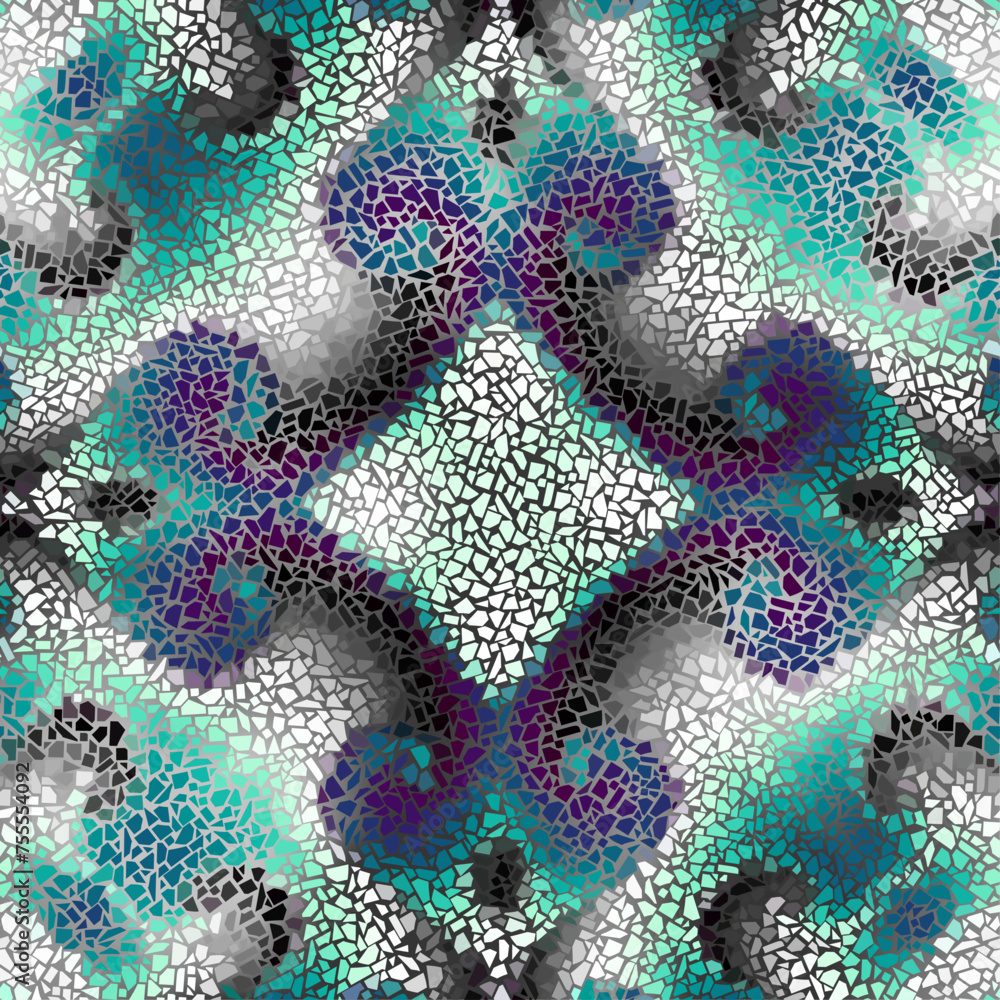 Leinwandbilder Seamless background pattern. Irregular decorative geometric mosaic art tile pattern from uneven broken pieces.