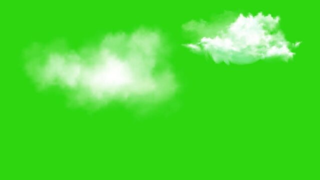 Moving clouds motion graphic effects on green screen background.  Moving white clouds with 4K resolution. Can use to change the background color, cartoon scenes, landscape videos. 