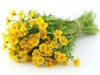 Bright Yellow Flowers Bunch on White