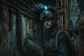 miner in the mine,hard working proffession concept.