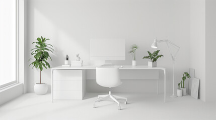 Minimalist workspace for a designer. Table with computer
