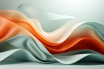 Obraz premium abstract background with a wavy texture in light blue, orange and white colors, minimalist style
