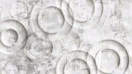 Vintage distressed white abstract background with circle rings in geometric pattern Abstract...