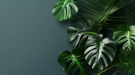 Fototapeta na wymiar Monstera plant decoration with free space for text. Negative space. Nature background. Generative AI