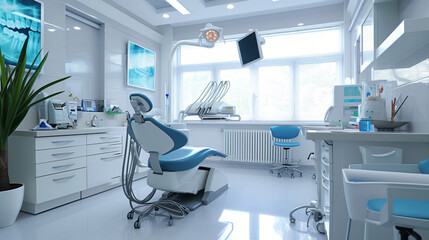 Interior of modern empty dental care office.