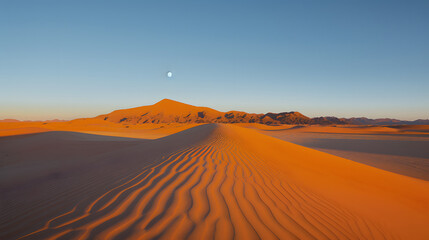Shadows and textures created by the moon in the desert background