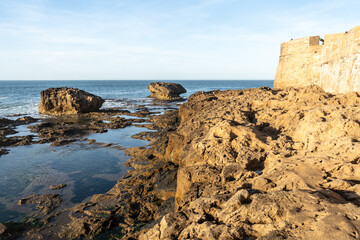 Ocean Surf, Sea Waves in Essaouira, Morocco Coast, Surf Motion with Foam and Spray