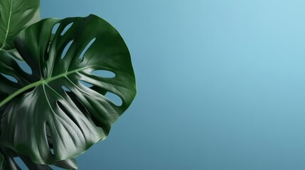 Monstera plant decoration with free space for text. Negative space. Nature background. Generative AI - obrazy, fototapety, plakaty