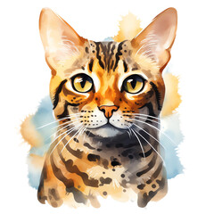 Fototapeta premium A watercolor painting of a bengal cat