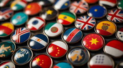International World Flags On Badges.