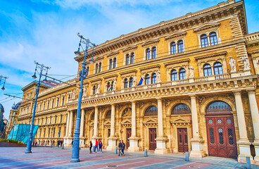 Fototapeta na wymiar The portal of Corvinus University, Budapest, Hungary