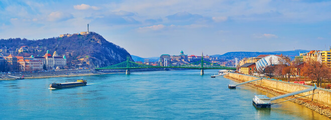 Budapest skyline from the Petofi Bridge, Hungary