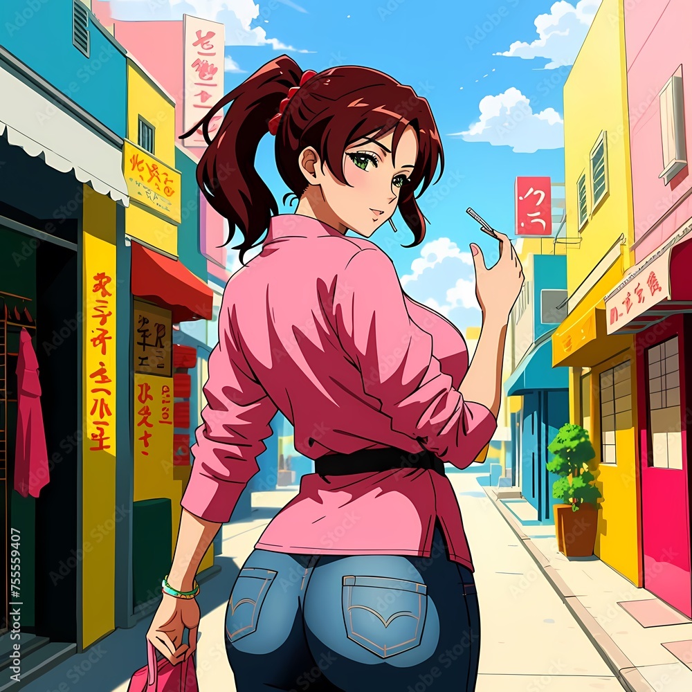 Poster colorful sexy anime girl