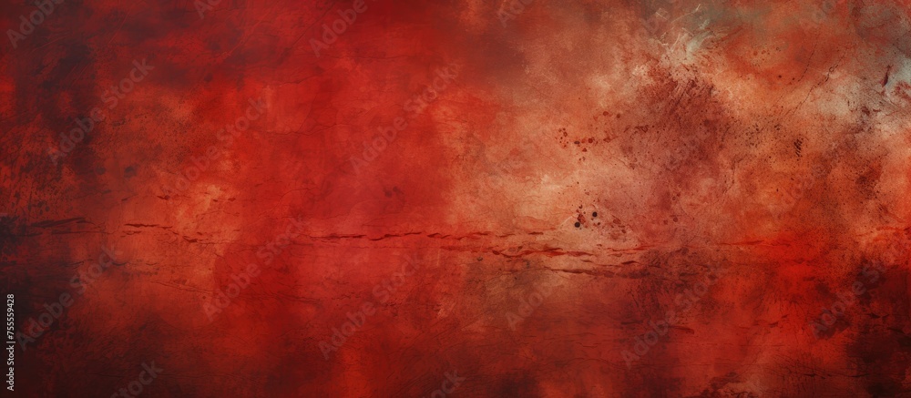 Poster a painting featuring a bold red and black color scheme, creating a dramatic and intense atmosphere. 