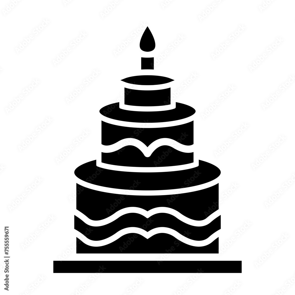 Poster birthday cake glyph icon