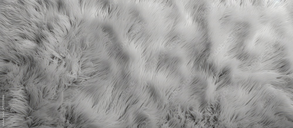 Aufkleber a close-up view of a fluffy grey fur texture, captured in black and white. the texture appears soft 