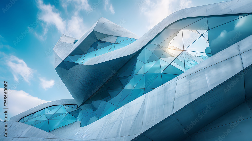 Poster modern architectural structures featuring geometric shapes background